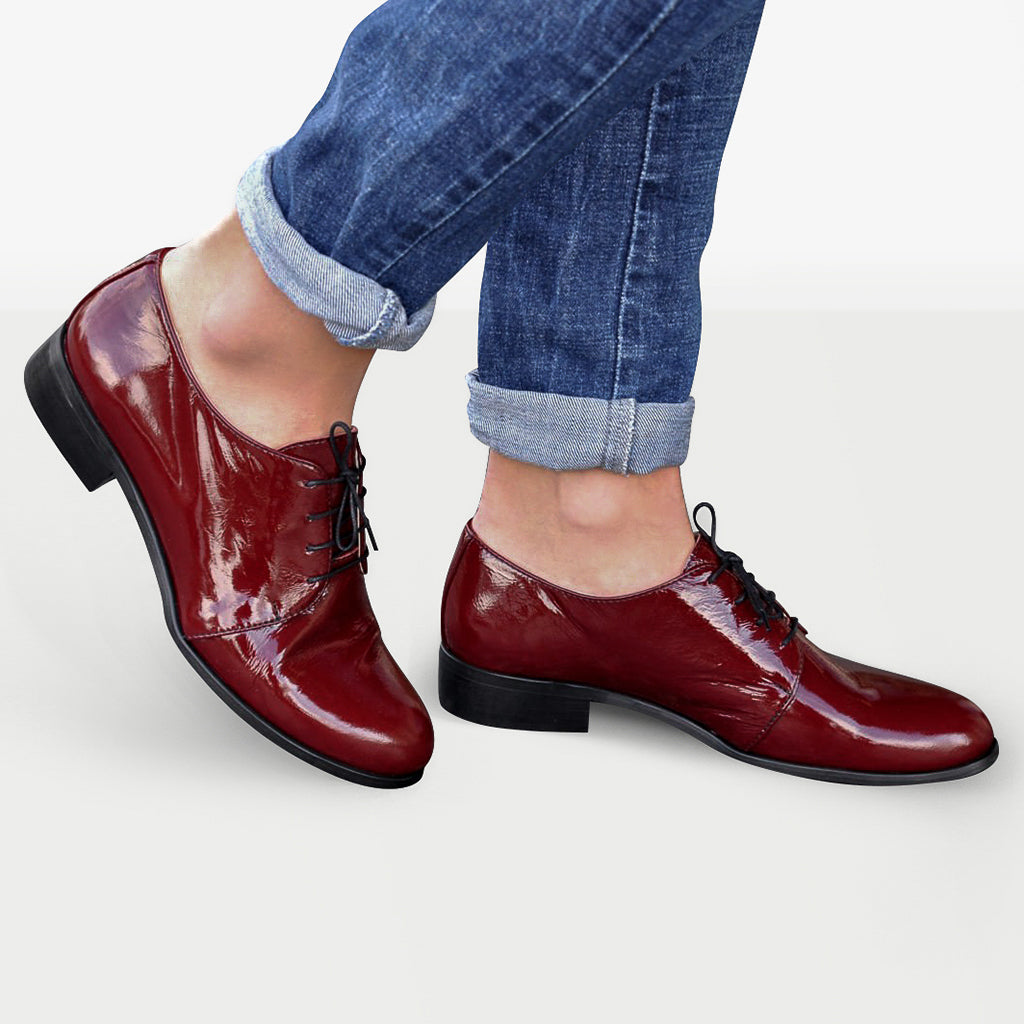 Burgundy brogues store womens