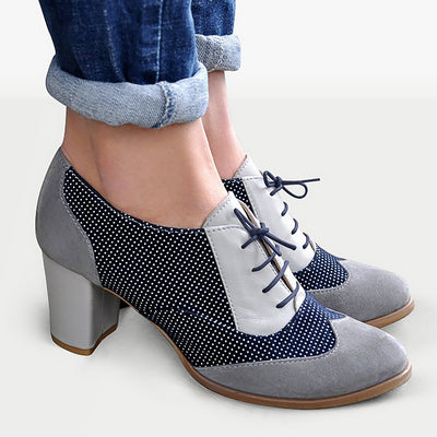 OUNONA Chunky Heels Shoes Oxfords Pumps Booties Womens Pu Leather Wingtip  Heel Mary Lace Up Brogue Oxford Ankle - Walmart.com